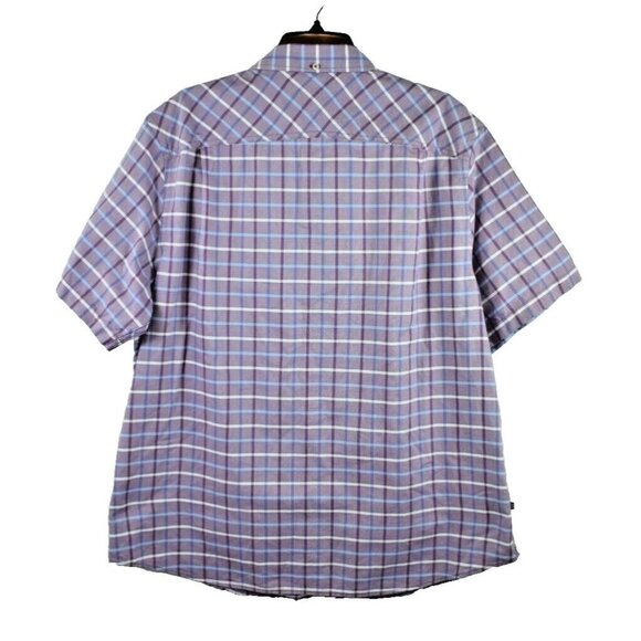 Geoffrey Beene Mens XL Button Front Violet Plaid Casual Short Sleeve Shirt - Picture 2 of 5